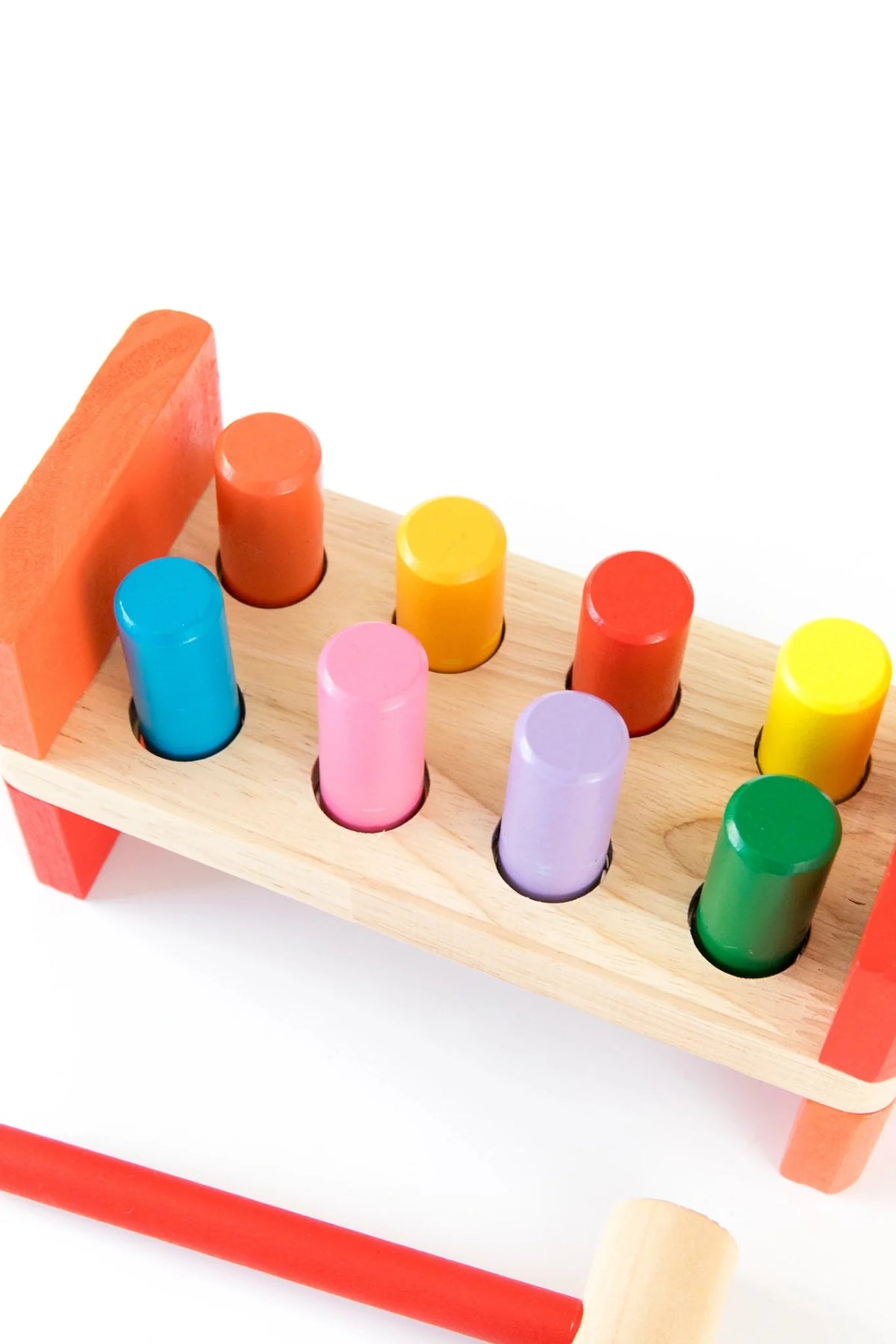 Wooden Peg Bench with Hammer