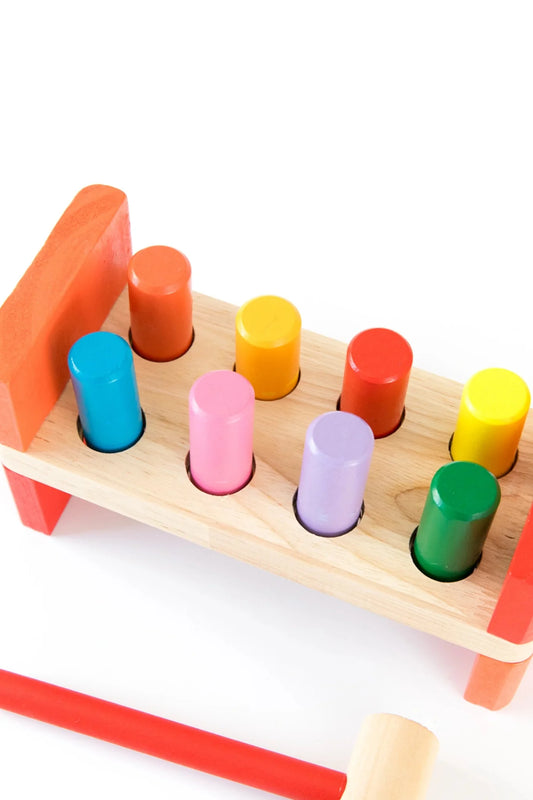 Wooden Peg Bench with Hammer